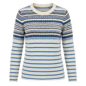 J.Crew 100% Wool Fair Isle Fisherman Knit Sweater White Blue XS Coastal